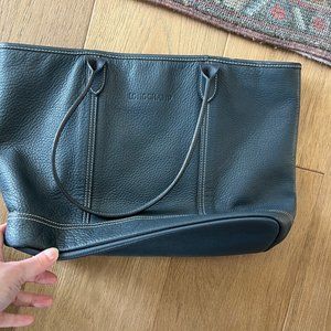 Longchamp Leather Tote - Steel Blue